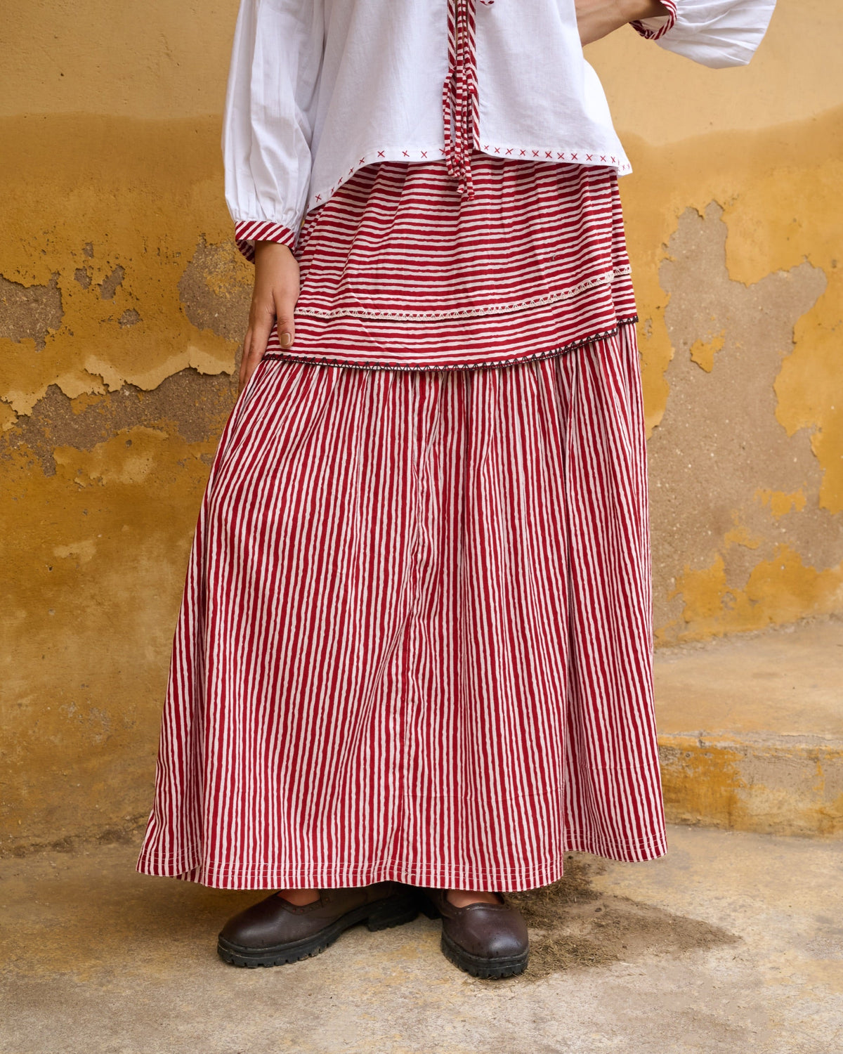Leheriya Hand Embroidered Skirt